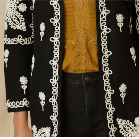 Estee Black Embroidered Wool Coat - Picture 5 of 5